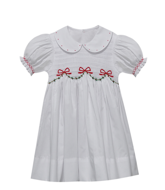 White Cate Dress, Christmas Ribbons