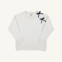 Cassidy Comfy Crewneck Quilted Palmetto Pearl with Nantucket Navy Bows