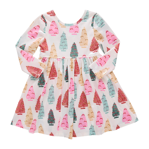 Girls Lame Steph Dress - Bottle Brush Trees