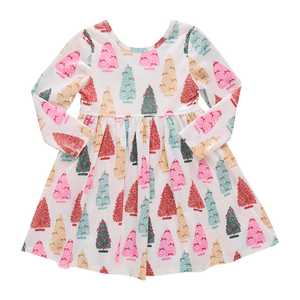 Girls Lame Steph Dress - Bottle Brush Trees