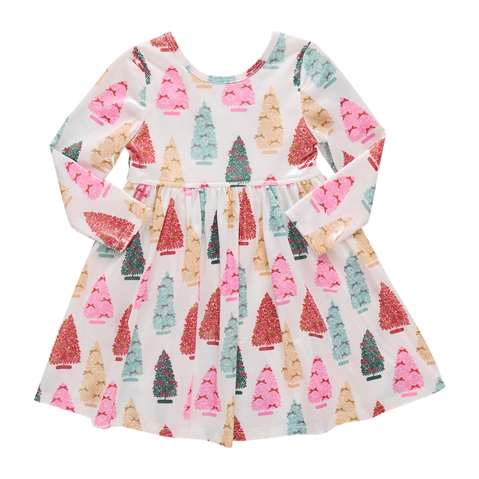 Girls Lame Steph Dress - Bottle Brush Trees