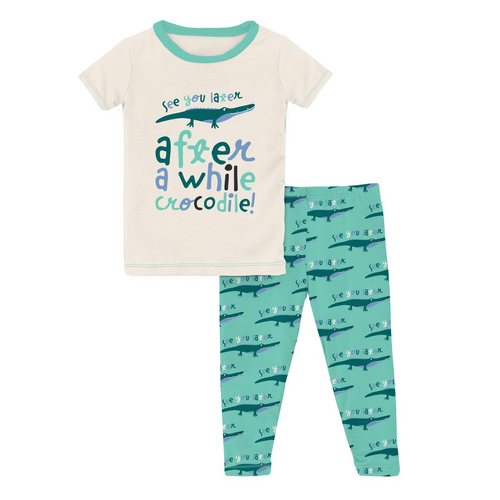 Short Sleeve Glass Later Alligator Pajama Set