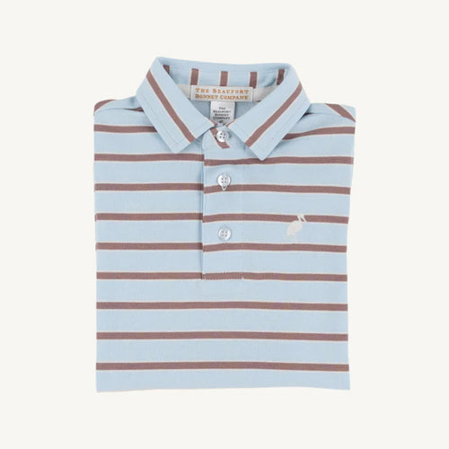 Prim & Proper Polo Buckhead Blue, Palmetto Peal, & Gray Bay Brown Stripe with Palmetto Pearl Stork