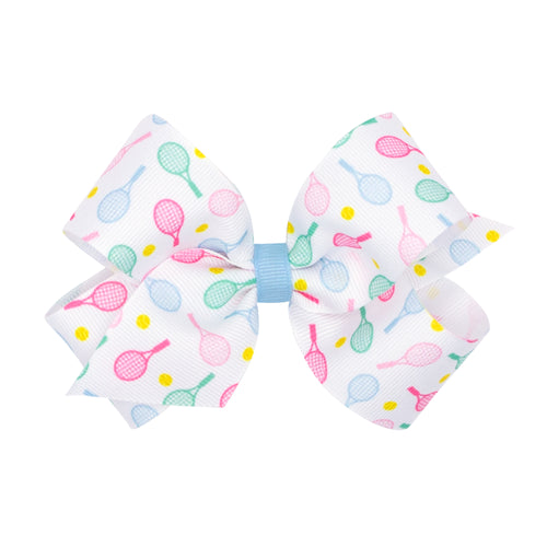 Medium Tennis Racket Print Grosgrain Hair Bow