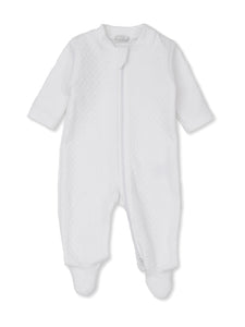 Classic Jacquard White Zipper Footie