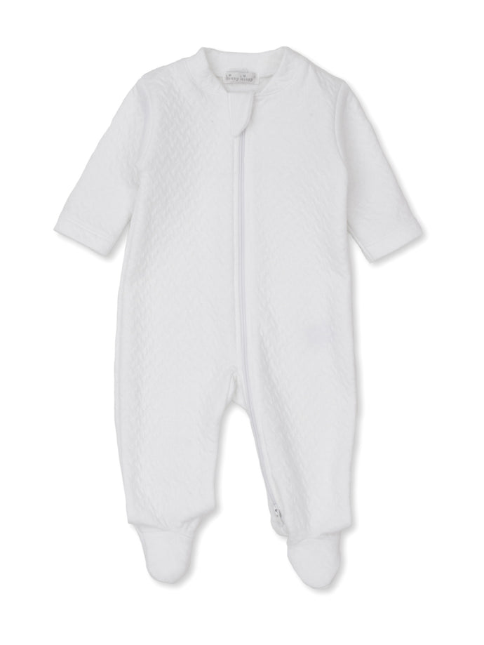 Classic Jacquard White Zipper Footie