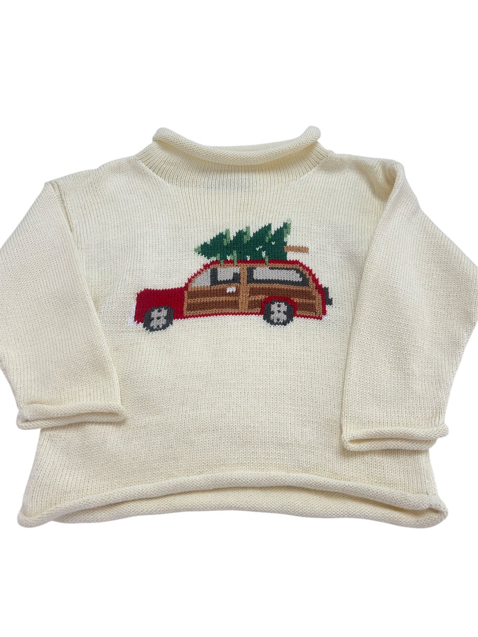 Roll Neck Sweater, Woody on Ivory