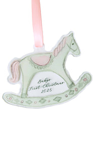 2025 Baby’s First Christmas Rocking Horse Ornament - Pink