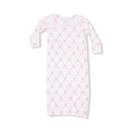 Pink Bow Trellis Gown 0/3m
