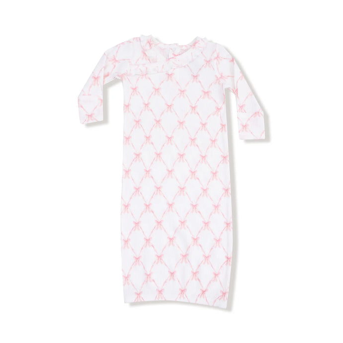 Pink Bow Trellis Gown 0/3m