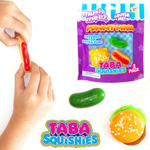 MushMeez Taba Squishies Yummy Mini Burger, Hot Dog & Pickle Mini Squeeze Toy 3-Pack