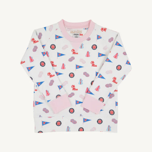 Ole Miss Cassidy Comfy Crewneck Gawsh Almighty with Palm Beach Pink