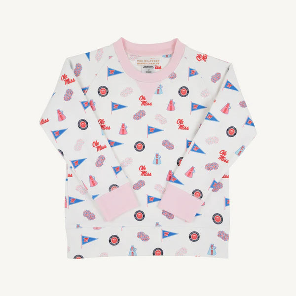 Ole Miss Cassidy Comfy Crewneck Gawsh Almighty with Palm Beach Pink