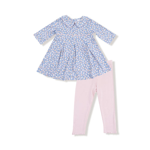 Country Calico Box Pleat Dress / Legging Set