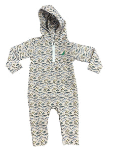 Performance Fish Print Hoodie Romper