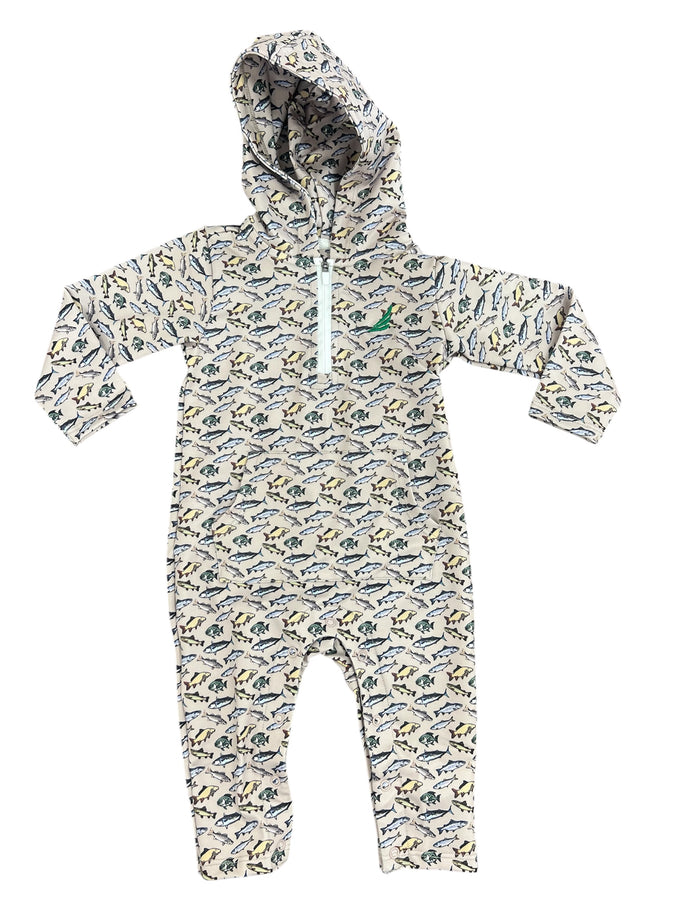 Performance Fish Print Hoodie Romper
