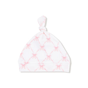 Pink Bow Trellis Knotted Hat