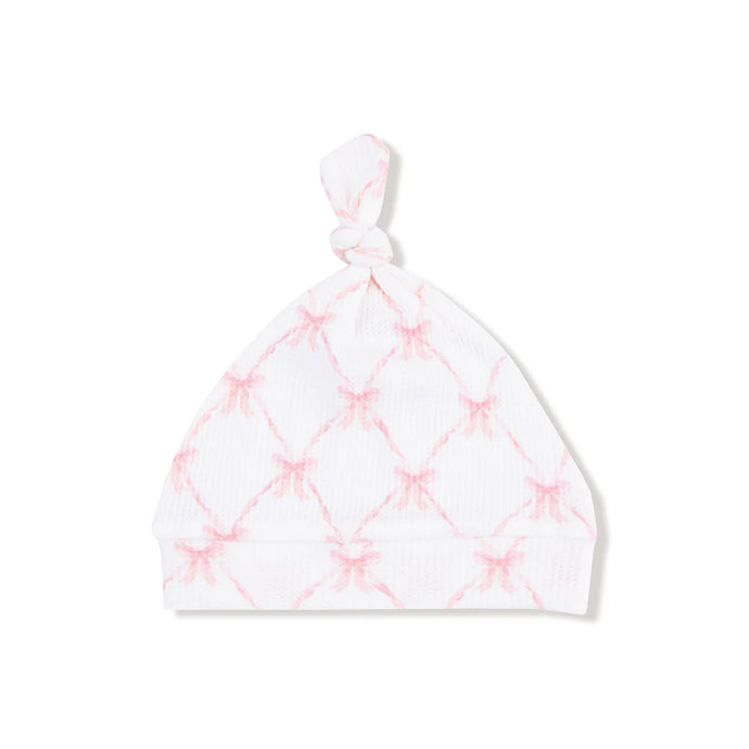 Pink Bow Trellis Knotted Hat