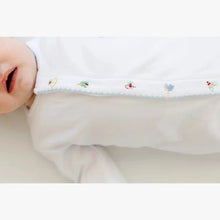 Silent Night Sleeper | White with Blue Picot Trim