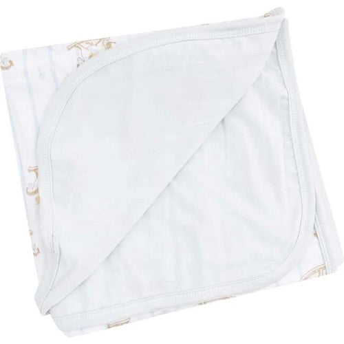 Vintage Rocking Horse Blue 2-Ply Blanket