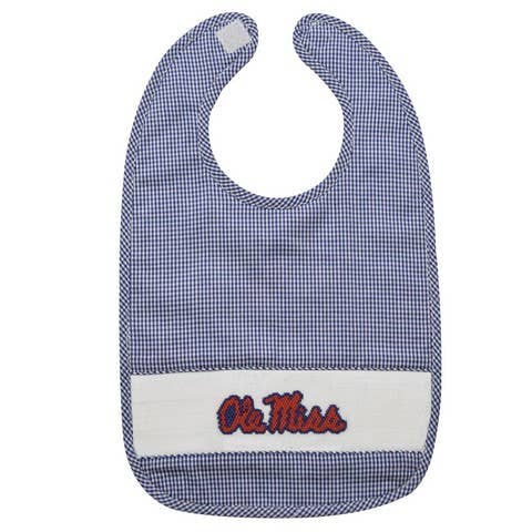 Mississippi Smocked Navy Gingham Bib