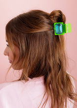 Claw Hair Clip - Small - Green w/ Blue Emerald Gemstones