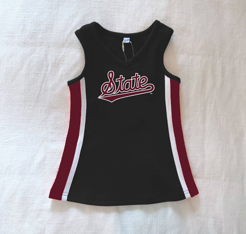 The Mississippi State | Graphite Power Stripe V-Neck Cheer Dress