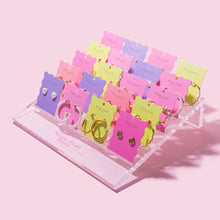 Huggie Earrings - Gold Hoops + Pink Acrylic Flowers - Laurel