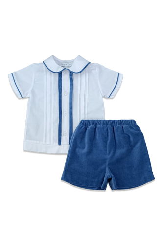 Boys Short Set Blue Velvet