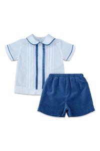 Boys Short Set Blue Velvet