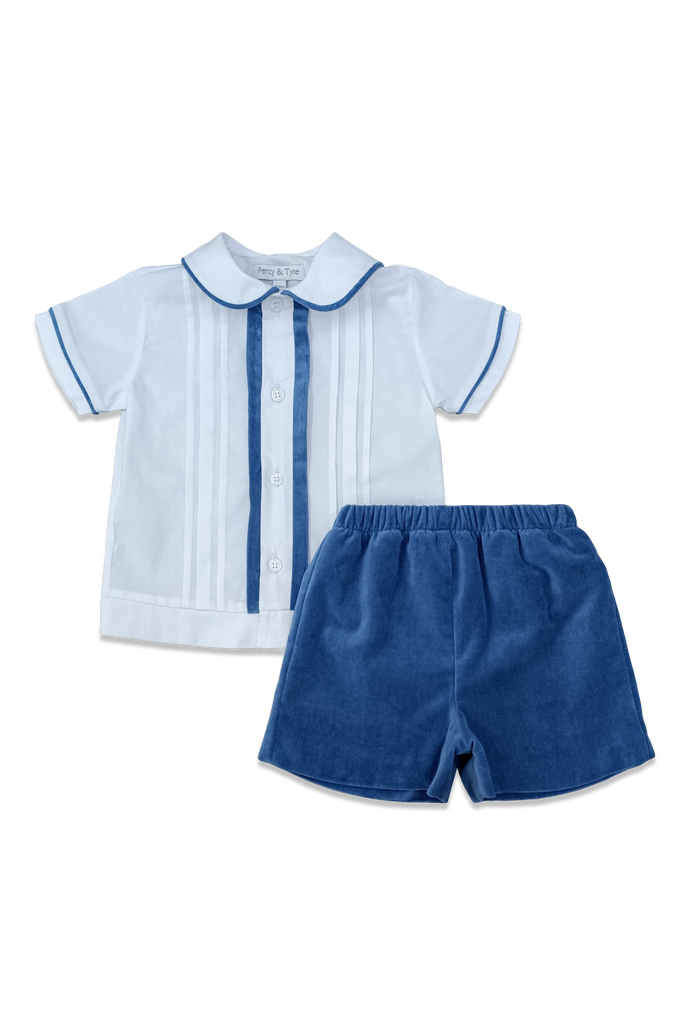 Boys Short Set Blue Velvet