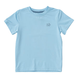 Shore Performance Fishing Tee on Light Blue