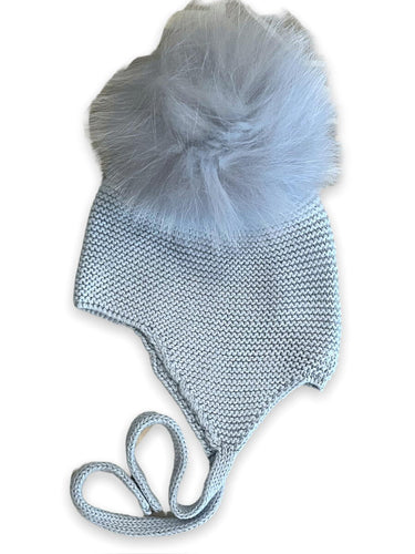 Light Blue Pom Aviator Hat with Light Blue Pom