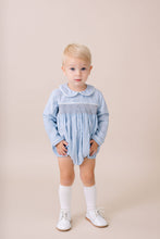 Windsor Bubble Blue Corduroy with Khaki Smocking