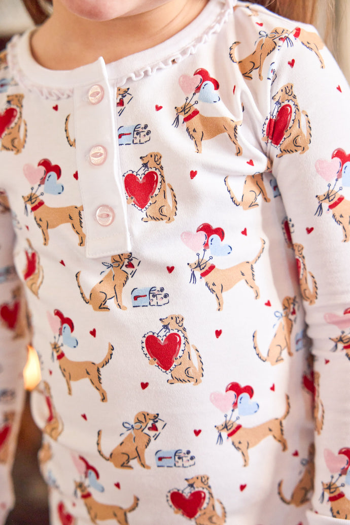Ruffled Printed Jammies - I Woof You