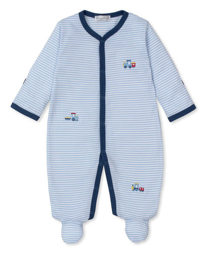 Rambling Railroad Light Blue Footie