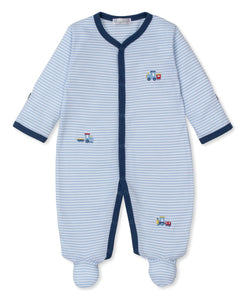 Rambling Railroad Light Blue Footie