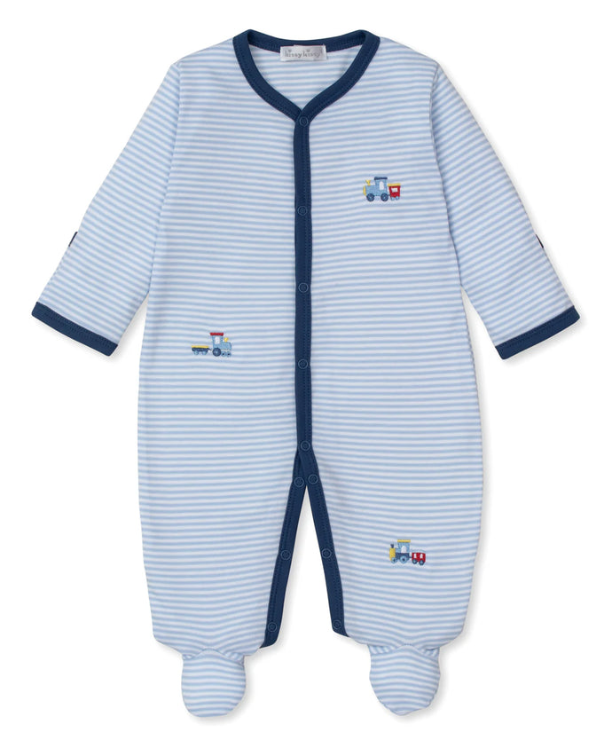 Rambling Railroad Light Blue Footie