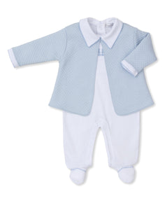 Blue Baby Bear Cub Footie w/ Jacquard Jacket Set