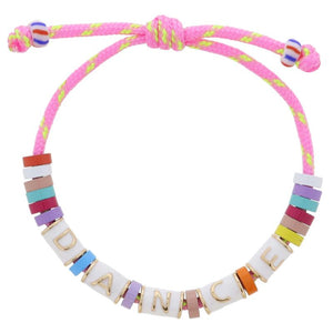 Kids Adjustable Gold and White "Dance" Bracelet, Pulley Closure