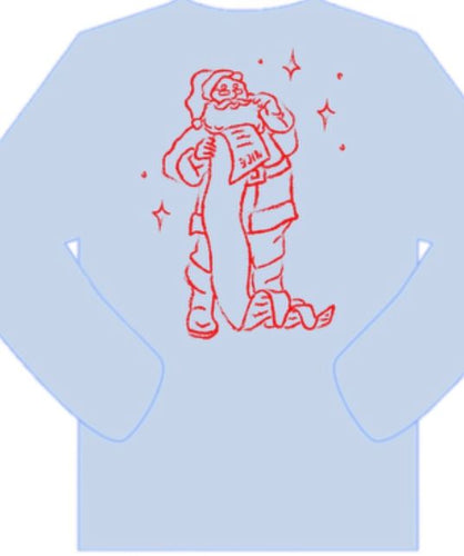 LS Light Blue Santa's Good List T-Shirt
