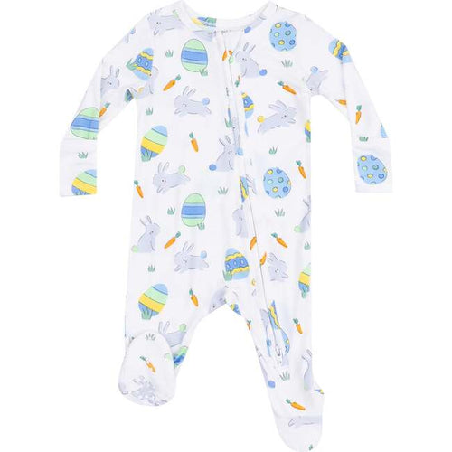 Easter Bunnies Blue, 2-way Zipper Footie