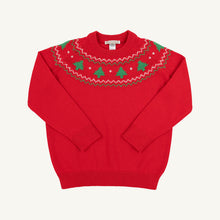 Isaac's Fair Isle Sweater Richmond Red with Christmas Trees
