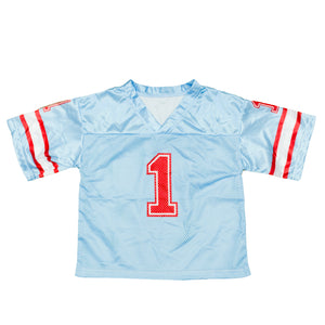 Light Blue and Red Football Jersey