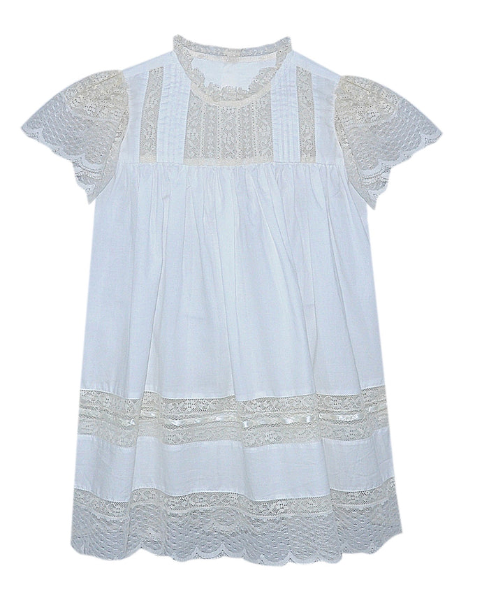 White Anna Grace Dress-Ecru Lace