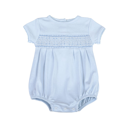 Smocked Light Blue Boy Bubble