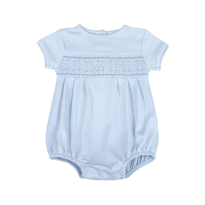 Smocked Light Blue Boy Bubble