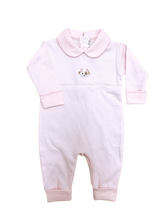 Spotted Puppy Girl Light Pink Stripe Pima Playsuit