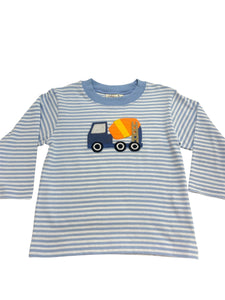 L/S T-Shirt, Cement Truck on Blue Stripe