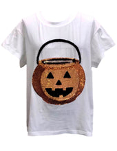 Kids White Functioning Pumpkin Candy Bucket Tee